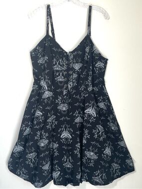 Nightfall by Torrid Black Moth Print Lace-Up Dress Fairycore Gothic Mini Dress